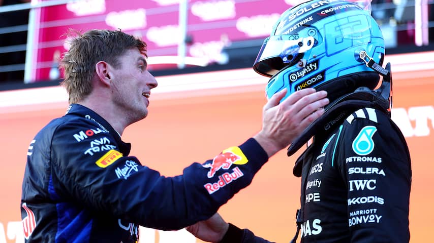 Foto bij Verstappen genoot van gevecht met Russell: 'Laatste ronden waren erg leuk'